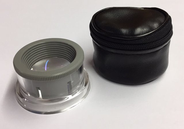 12x Aspheric Stand Magnifier, Fixed Focus, Focusable Lens, Zippered Storage Case 