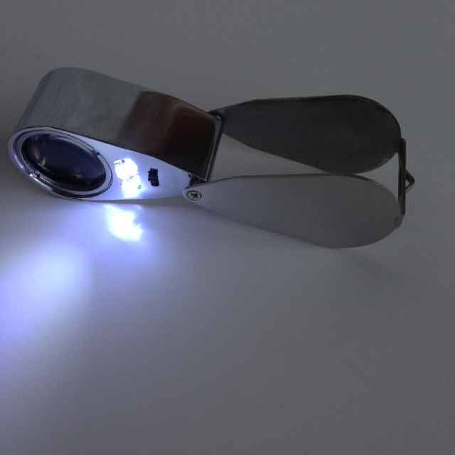10x, LED Jewelers Loupe Large 25mm Doublet Lens & UV Light