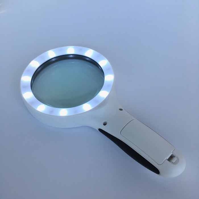 LED Magnifier, High Power 4x, 4" Inch, Double Lens Glass Reading Magnifier