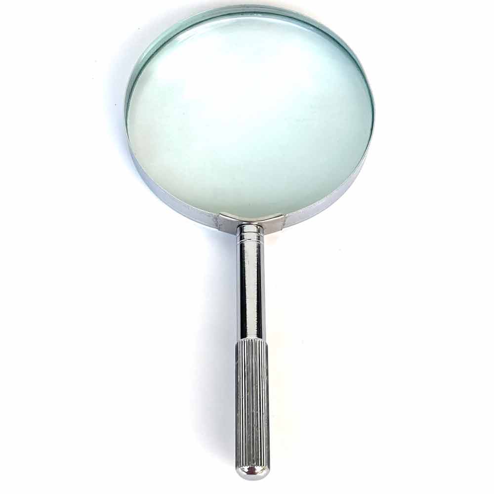 Large 4" Inch  2x, Glass Lens, All Metal Handheld Magnifier