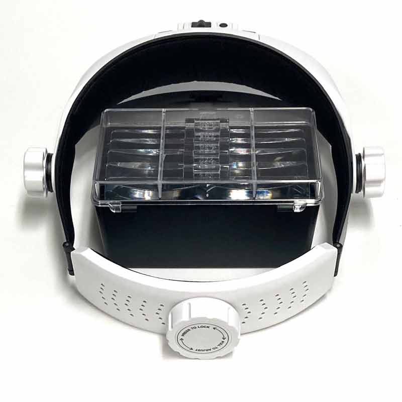 Headband Magnifier Visor Style,8 leds warm/cold LED,5 Lenses, Neoprene Headband