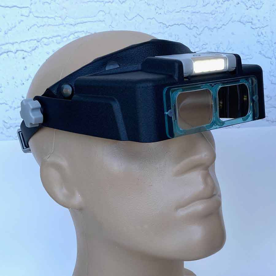 LED Headband Magnifier Visor,USB rechargeable Quad LED,2.5x glass lens,8" Inch Focal Length